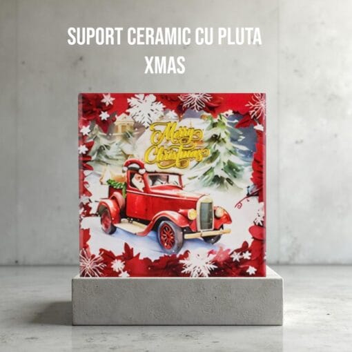 Suport patrat din ceramica pentru pahare, XMAS