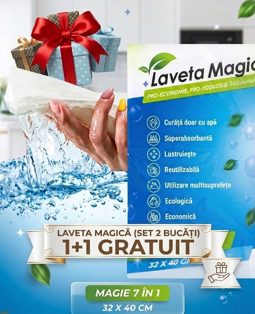 Laveta Magica PRO - Curata doar cu apa, fara detergenti! 1+1 Gratuit