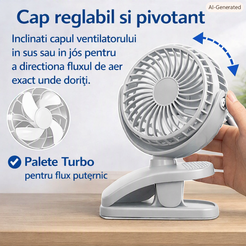Ventilator portabil cu cap reglabil – confort instant, oriunde te afli! - imagine 2
