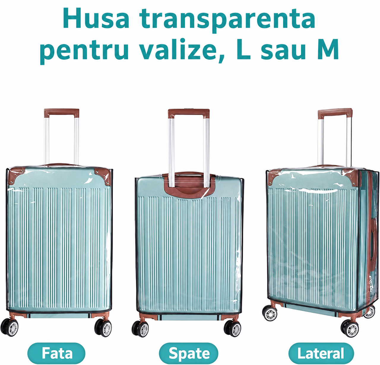 Husa de protectie transparenta pentru valiza, impermeabil, M sau L - imagine 4