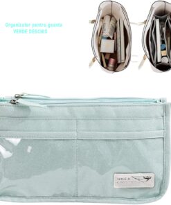 Organizator pentru geanta cu buzunare transparente, VERDE