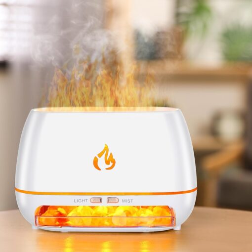 Umidificator FLAME cu ultrasunete, lumina colorata si sare de Himalaya - imagine 6