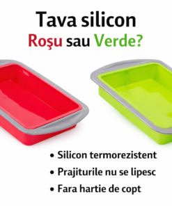 Tava patrata de copt din silicon, 20 cm – forma termorezistenta pentru prajituri, torturi si deserturi