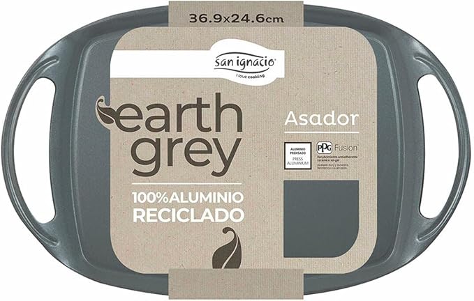 Gratar tip tava, San Ignacio Earth, aluminiu forjat, antiaderent, inductie, 36,9 x 24,6 cm