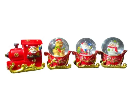 Trenulet cu globuri de zapada XMAS, 4 piese - imagine 3