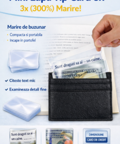 Mini lupa tip card 3x (300%) – lupa de buzunar subtire, ultra compacta