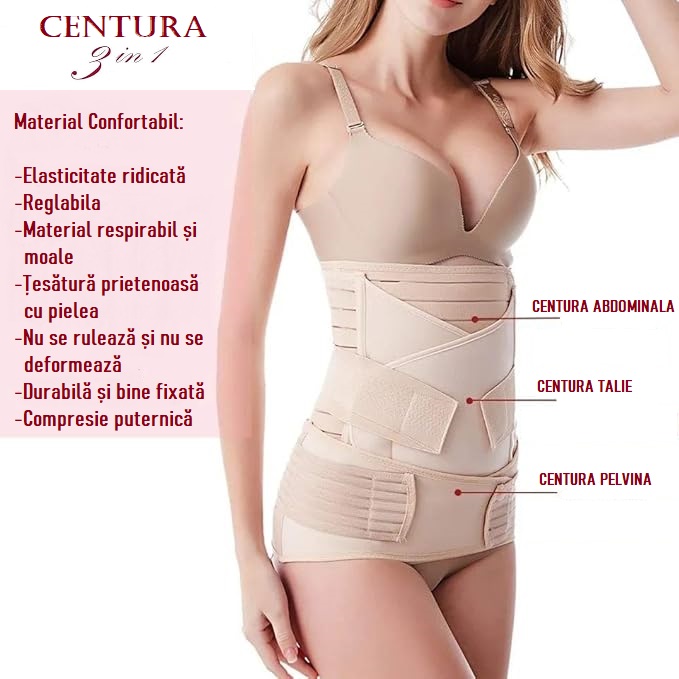 Set 3 centuri, 3 in 1 - sprijin pentru coloana, abdomen, talie si pelvis in urma traumatismelor, operatiilor si a nasterii