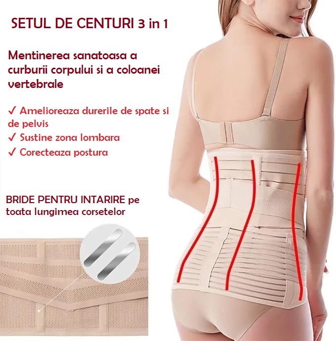Set 3 centuri, 3 in 1 - sprijin pentru coloana, abdomen, talie si pelvis in urma traumatismelor, operatiilor si a nasterii - imagine 3