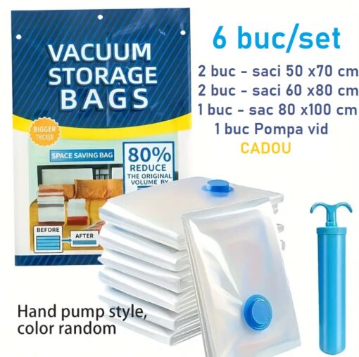 Set 5 saci vid Travel cu pompa de vidat inclusa