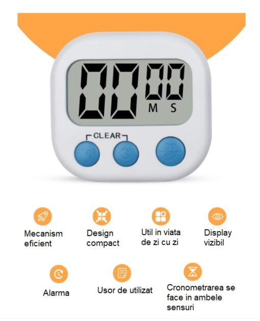 Timer digital, magnetic, 7 cm - imagine 3