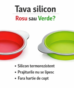 Tava rotunda de copt din silicon, 20 cm – forma termorezistenta pentru prajituri, torturi si deserturi