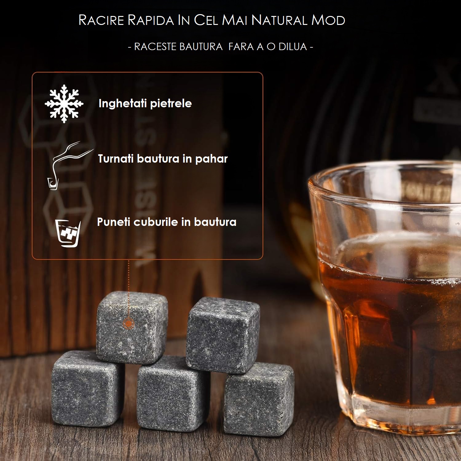 Set 9 cuburi din granit pentru racirea bauturilor - imagine 3