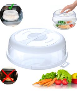 Capac Protector Microunde Universal 24.5 cm – Anti-Stropire, PP Fara BPA, Cu Orificii Abur, Reutilizabil, Transparent