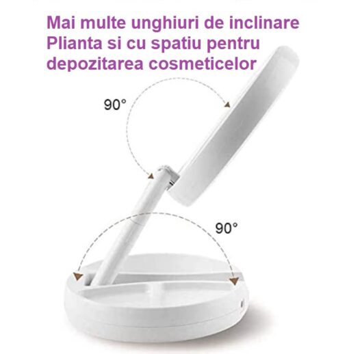 Oglinda cosmetica pliabila cu lumina LED si marire 10X - imagine 6