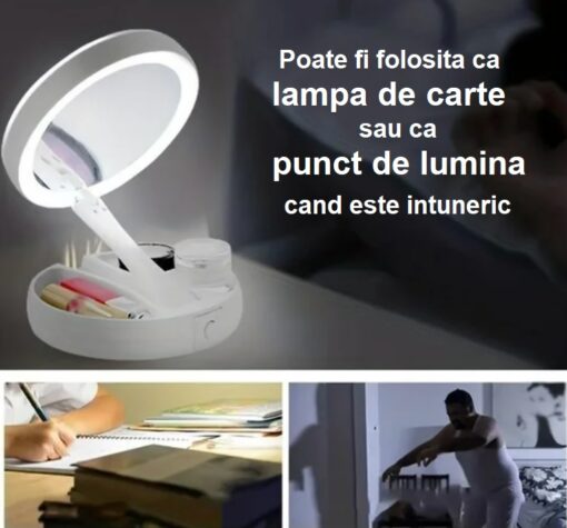 Oglinda cosmetica pliabila cu lumina LED si marire 10X - imagine 4