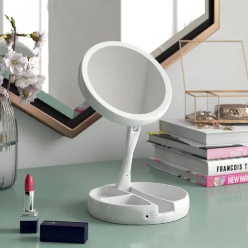 Oglinda cosmetica pliabila cu lumina LED si marire 10X - imagine 2