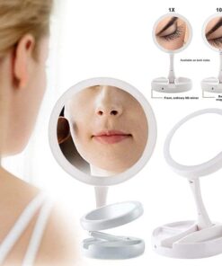 Oglinda cosmetica pliabila cu lumina LED si marire 10X