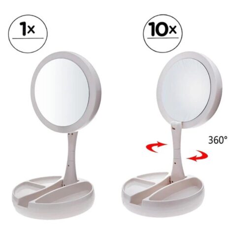 Oglinda cosmetica pliabila cu lumina LED si marire 10X - imagine 10