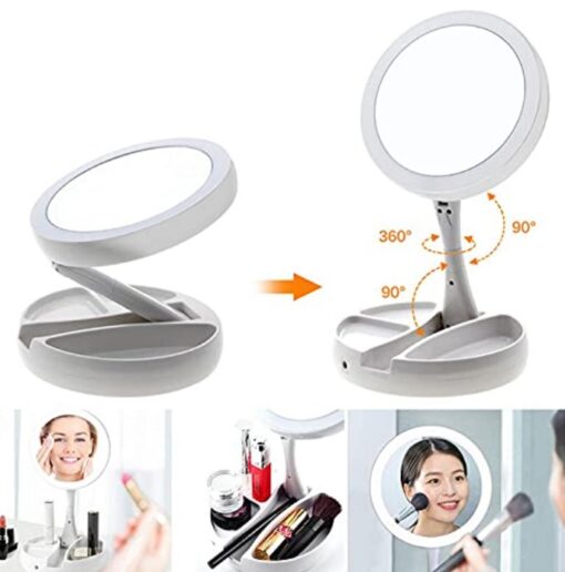 Oglinda cosmetica pliabila cu lumina LED si marire 10X - imagine 7