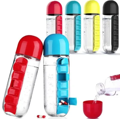 Sticla  pentru apa cu organizator medicamente - imagine 2