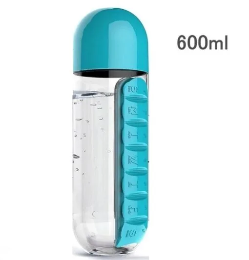 Sticla  pentru apa cu organizator medicamente - imagine 3