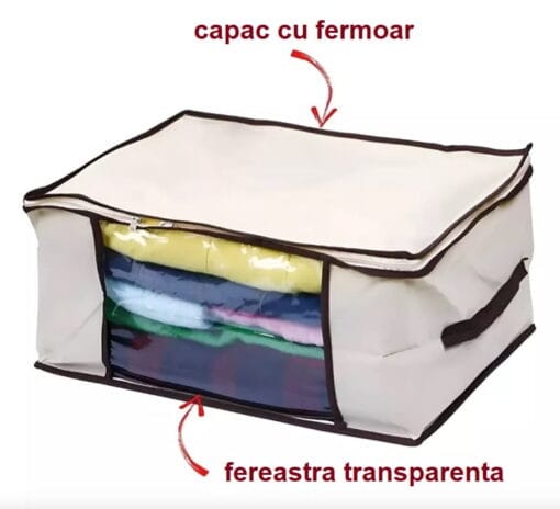 Husa organizatoare pentru depozitarea hainelor, textilelor si accesoriilor - 50x35x20 cm - imagine 3