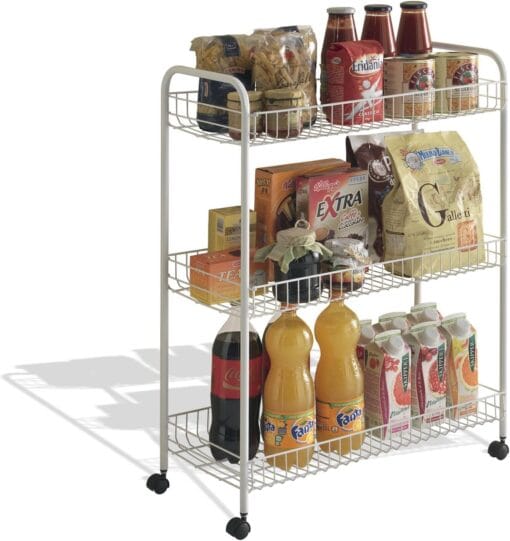 Carucior metalic, multifunctional cu 3 rafturi si roti - imagine 3