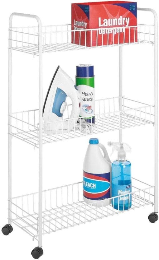 Carucior metalic, multifunctional cu 3 rafturi si roti - imagine 4